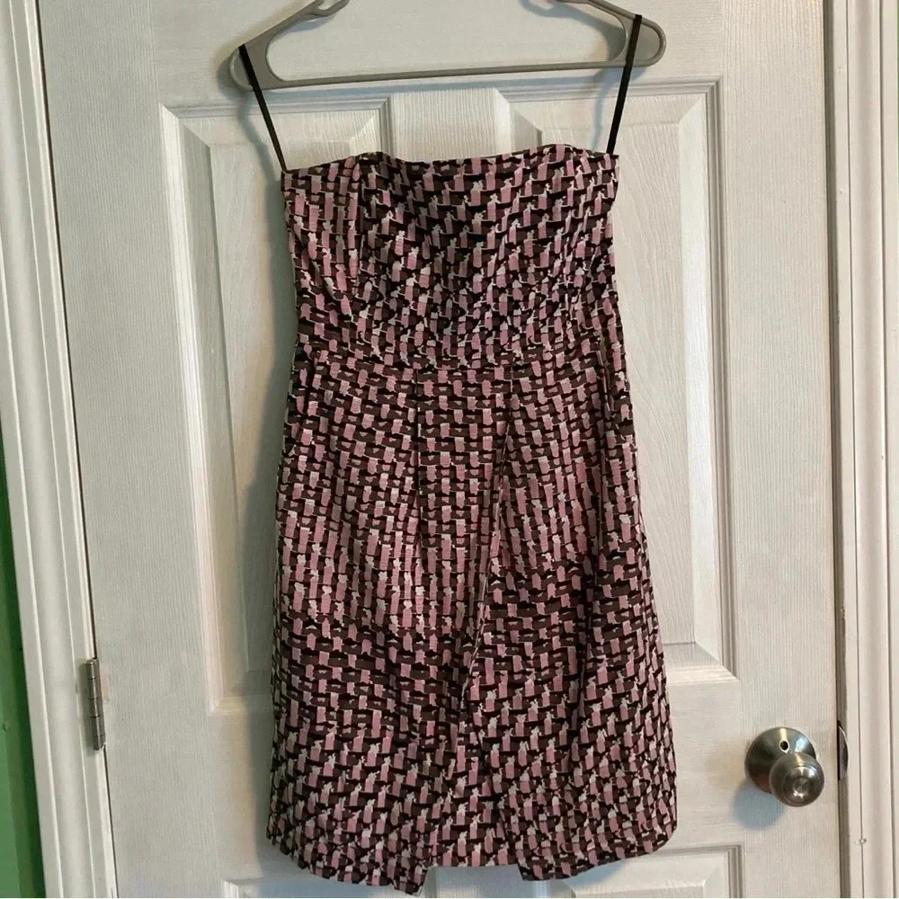 Banana Republic sleeveless silk dress with pink and brown abstract pattern 2P